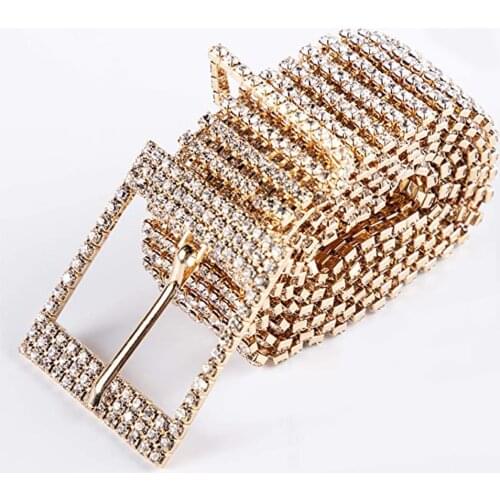 Handmade Fashion Women Belt Sequins Corset Belt Ladies Waist Charm Accessory Size Hot New Gold Full Rhinestone Diamante