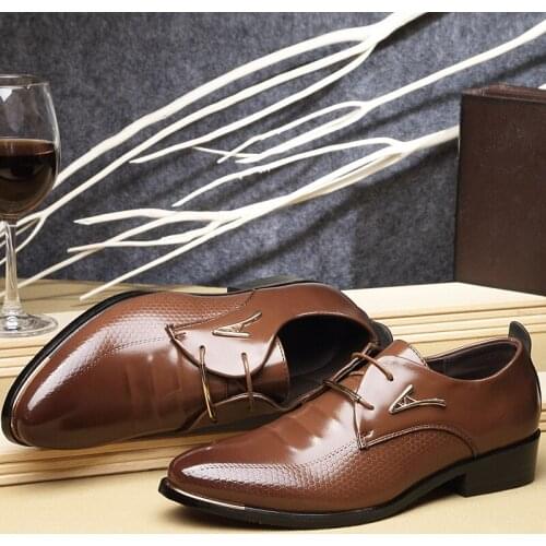 Newly Mens Quality Patent Leather Shoes Zapatos de hombre Size 38-48 Black Leather Soft Man Dress men dress shoes leather