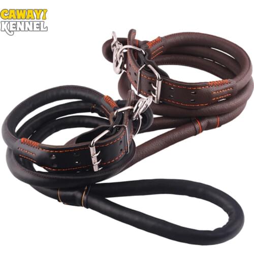 CAWAYI KENNEL PU Soft Pet Dogs Chain Traction Rope Leads Sets Free Hands Dog Rope Explosion-proof Collar for Large Dog D2148