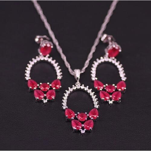 Unique Style Many Colors Luxury Silver 925 Jewelry For Women Stud Earrings Necklace Set For Women Bridal Jewelry Factory OUtlet