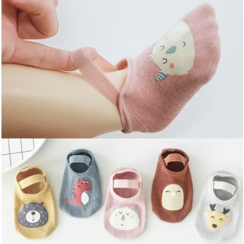 1 Pair New Baby Socks Printed Webbing Anti-dropping Baby Cartoon Non-slip Floor Sock Short Boat Sock Newborn Baby Birthday Gifts