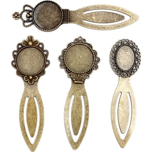 10pcs Glass Cabochon Cameo Base 20mm Oval Owl Bookmark Crown Round Blank Bezel Settings Bookmark Findings Jewelry Components