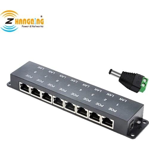 Security 8 Port 100Mbps Passive PoE Injector Power Over Ethernet 24V 48V For 8 Devices IP Camera Wireless AP MikroTik