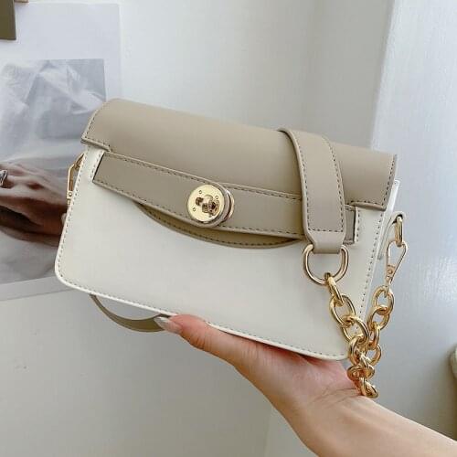 Luxury Brand Women White Black Crossbody Bags 2021 PU Leather Small Handbag Messenger Bags Ladies Designer Chain Shoulder Bag