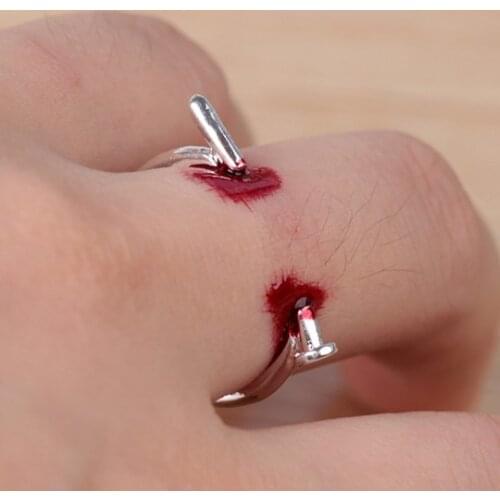 Gag Practical Jokes Creative Prank Joke Toy Fake Nail Through Finger Trick Halloween Kids Children Gags Piercing Bleed Scary Toy
