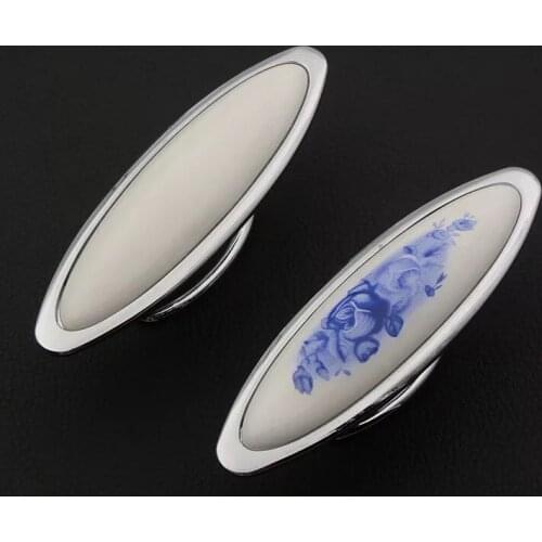 Free shipping Simple white furniture handle Blue and white porcelain pulls Mediterranean cabinet ceramic knob wardrobe pulls32mm