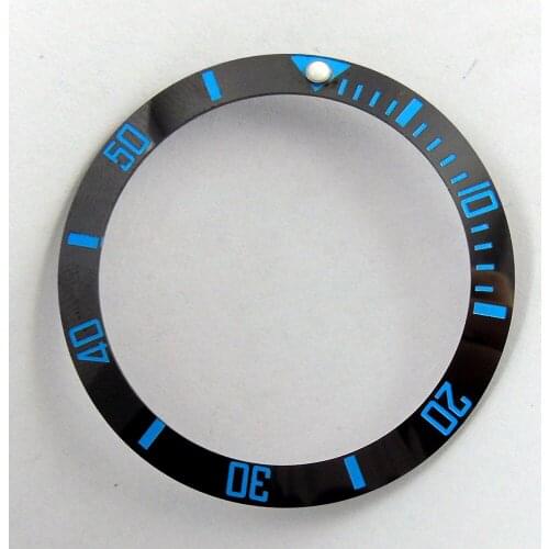 38mm Black Ceramic Bezel Blue marks Fit for 40mm SUB for Watch Face Watches Replacement Accessories