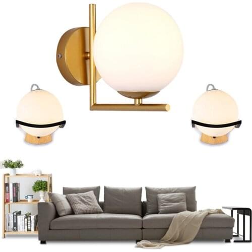 Modern Nordic Glass Ball Wall Lamp Personality Creative Round Wall Light For Dining Bedroom Restaurant Bar Corridor Cafe Decora