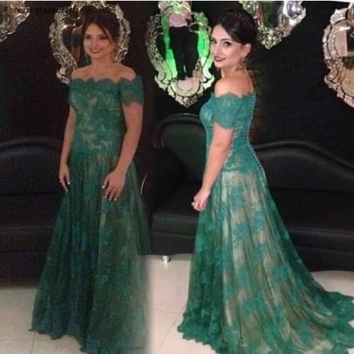 Dark Green Evening Dress Cheap Off the Shoulder Backless Mother of the Bride Formal Wear Party Gown Custom Made Plus Size
