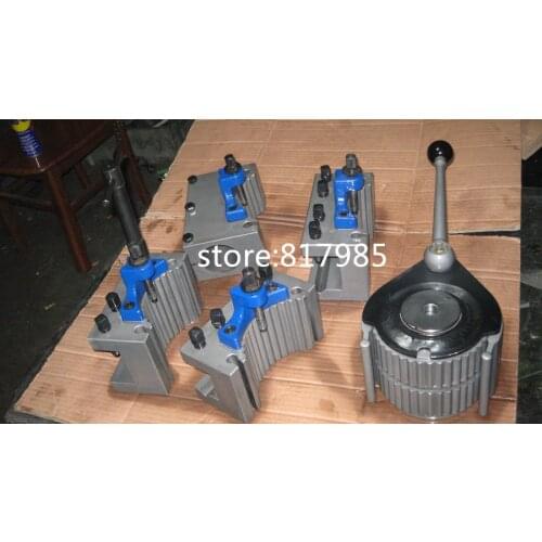 TOOB2 300-500mm lathe swing 40-position quick change tool post set, European style, contain 5pcs,1pcs tool post and 4pcs holder