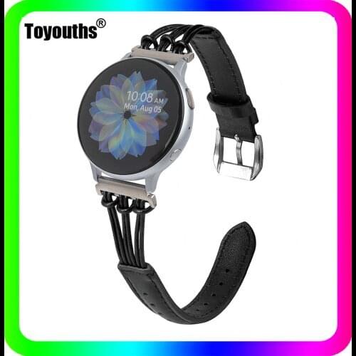 Toyouths Leather Strap for Samsung Galaxy Watch 3 Slim Loop WatchBand 20mm 22mm Leisure Tassel Genuine Band for Samsung Watches