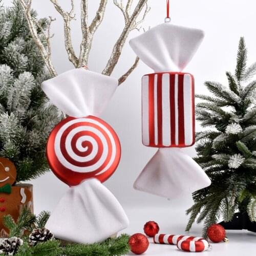 Holiday decoration supplies red and white painted glitter plastic candy pendant wedding photography shopping mall scene