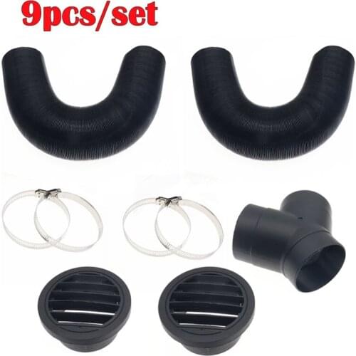 75mm Heater Pipe Duct + Round Warm Air Outlet + Y Piece + Vent Hose Clips Set For Webasto Eberspacher Propex Car Diesel Heater