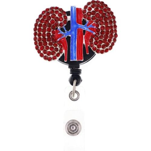 10pcs/lot Medical Organ Kidneys Retractable Card Badge Holder Rhinestone For Nurse Accessories Badge Reel