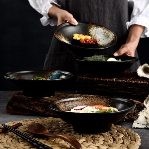 LingAo Japanese under glaze color ceramics, cold noodles shallow, natto, noodles bowl tableware
