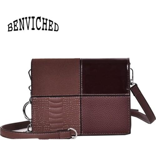 BENVICHED Ladies' pu bag 2021 new spring fashion chain black handbag women Inclined single shoulder bag small square bag c424