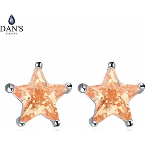DANS ELEMENT New Sales AAA Zirconia Micro Inlays White Gold Color Star Earrings For Women Valentines Gift 111284champagne