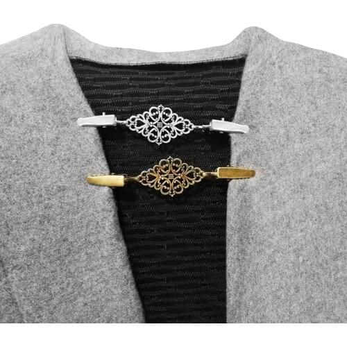 Retro Alloy Fashion Sweater Clip Cardigan Connection Buckle Collar Clip Clothing Decorated Women wild Collar Clip