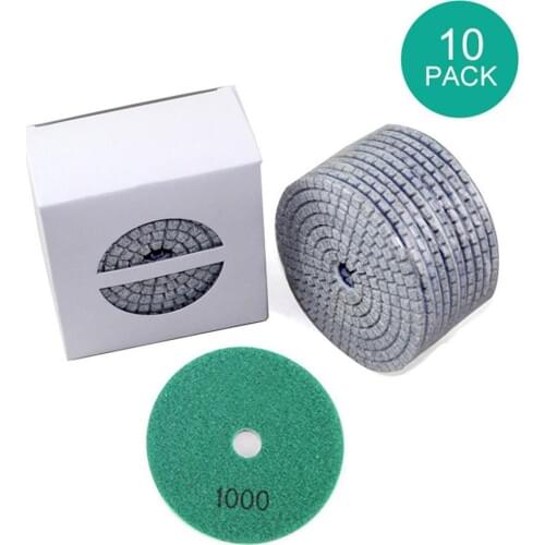 10pcs Diamond Polishing Pads Kit 4 inch 100mm Wet/Dry for Granite Stone Concrete Marble Polishing Use Grinding Discs Set