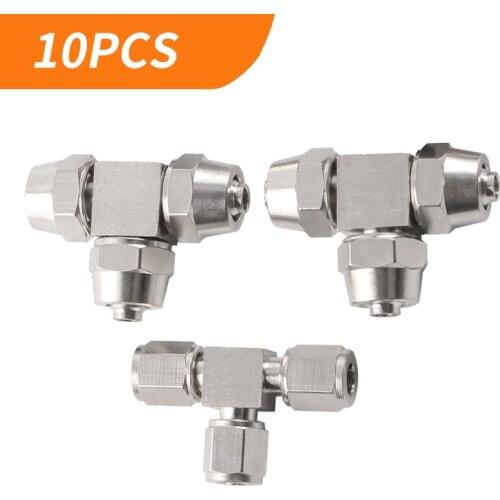 10PCS/LOT KL-PE4/6/8/10/12/14/16 Quick twist Tee Copper Nickel Plated High Voltage Lock fFemale Connector Pneumatic Fitting