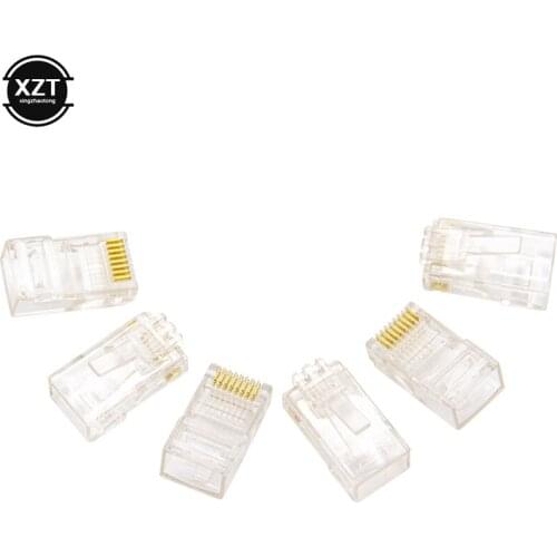 100PCS RJ45 Ethernet Cables Module Plug Network Connector RJ-45 Crystal Heads Cat5 Gold Plated Cable Head Network Connector