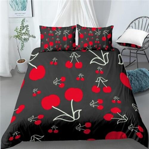 2/3Pcs Home Living Luxury Cherry Fruit 3D Print Bedding Set Comforter Duvet Cover with Pillow Case Queen King Single Double Sets