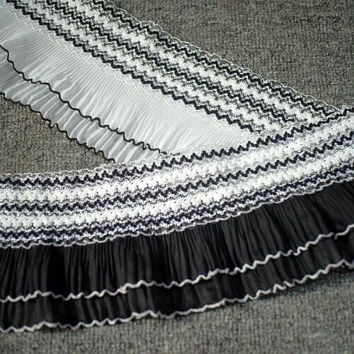 2meter Elastic Ruffles Lace Clothing Wedding Lace Trim 10cm Wide Folds Skirt Lace Fabric 10.5CM width