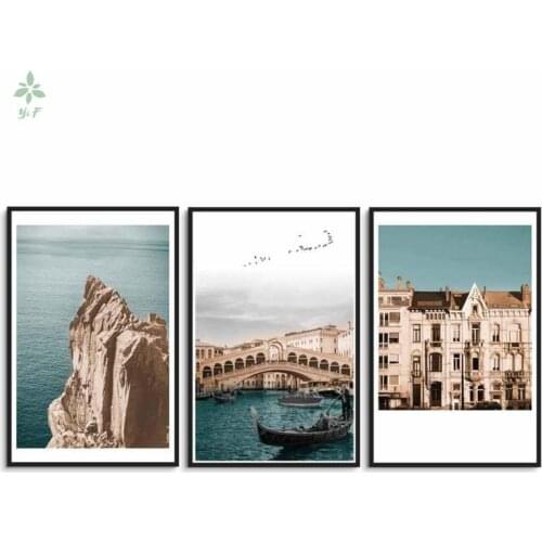 3 Piece Canvas Wall Art City In The Sea Prints Home Artwork Decoration For Living Room Bedroom