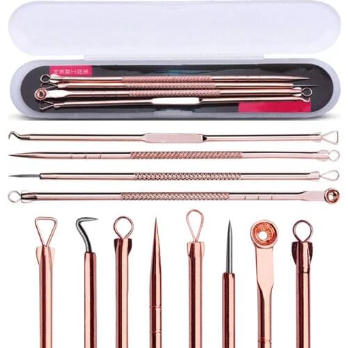 3 4Pcs Blackhead Comedone Acne Pimple Blackhead Remover Tool Spoon for Face Skin Care Massager Tool Needles Facial Pore Cleaner