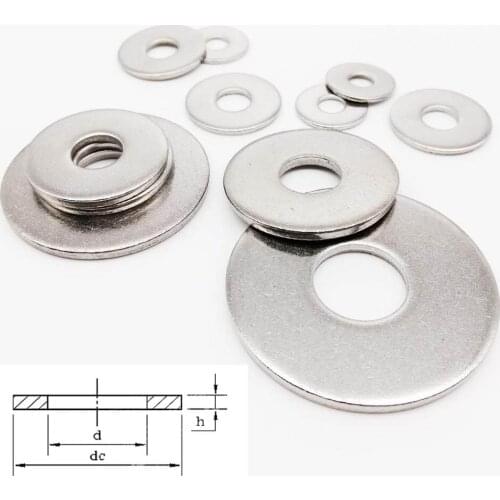 Stainless Steel Flat Washer M2 M2.5 M3 M4 M5 M6 M8 M10 M12 M14 M16 M18 M20 Plain Washer Gaskets 5/10/20/50/100pcs