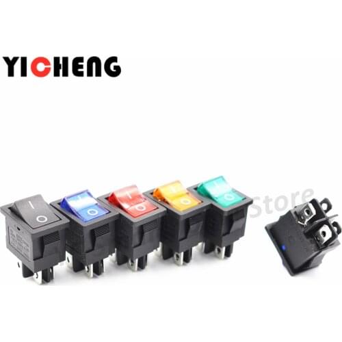 5Pcs boat switch KCD1-104 4 feet 2 files with lights Rocker power switch 15 * 21MM 4pin With light