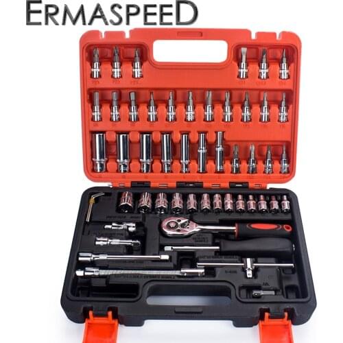 53pcs Motorcycle Multifunctional Wrench Removal Tool 1/4 Inch Socket Wrench Set Ratchet Screwdriver Kit Repair Tool Combination