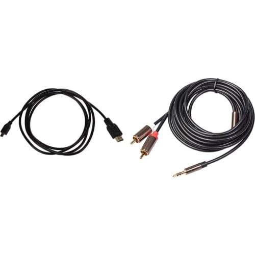 6 Foot High Definition Mini HDMI (Type D) to HDMI (Type A) Cable with Hifi Stereo 3.5mm to 2Rca Audio Cable