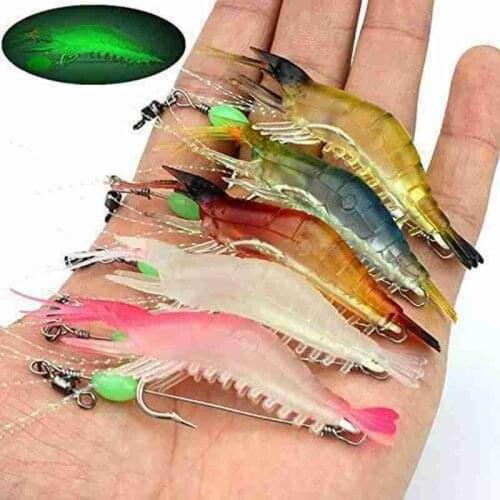 7pcs/set Reflective Simulation Shrimp Soft Lure Bait Artificial Silicone Shrimp Bait Sea Water Freshwater Bait Fishing Supplies