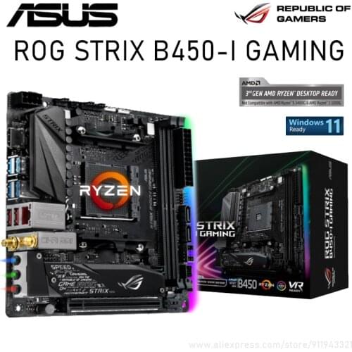 Asus ROG STRIX B450-I GAMING AMD B450 Socket AM4 Motherboard PCI-E 3.0 2 DDR4 32GB 4 SATA III 2 M.2 Motherboard Placa-mãe New