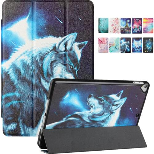 Wolf Animal Painted Tablet Funda For iPad 10 2 Case Tri-Fold Leather Smart Cover For iPad 10.2 2020 2019 iPad 7 8 th Gen Case