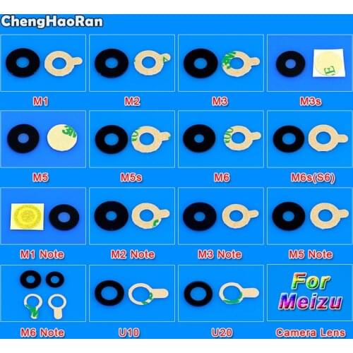 ChengHaoRan Camera Glass For Meizu M1 M2 M3 M3s M5 M5S M6 Note S6 U10 U20 Rear Back Camera Lens Glass + Sticker Repair Parts