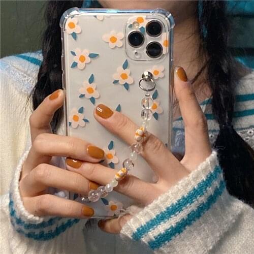 Floral Transparent Phone Case for Iphone 12 11 Pro Max X Xs Max Xr 7 8 6s Plus SE2 Case Women Luxury Cover with Flower Bracket