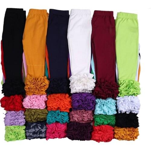 MUDBALA Boutique Baby Girls Solid Cotton Triple Ruffle Icing Leggings Children Wear Ruffled Pants for Toddler Girls
