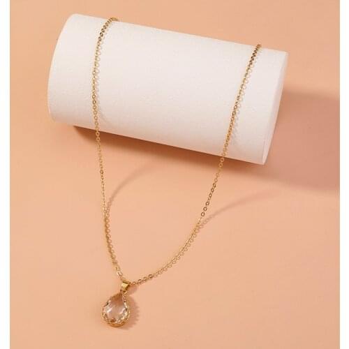 Elegant Fashion Transparent Water Drop Zircon Necklace Temperament Personality Charm Jewelry Woman Creative Valentines Day Gift