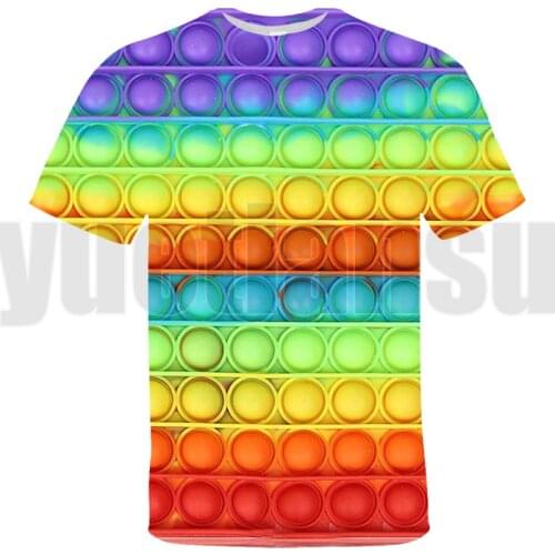 3D Family Games Rainbow Pop Fidget Tee Tops POP It T Shirt Teens Oversize Tshirt Kids Short Sleeve Summer Streetwear T-shirt Men