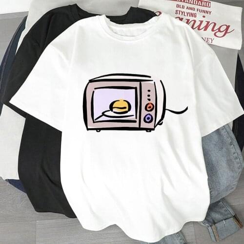 Microwave oven Cartoon Cute Printed 90S girls tees Ulzzang Harajuku Tshirt Short Sleeve tshirt Summer Casual Women T shirt