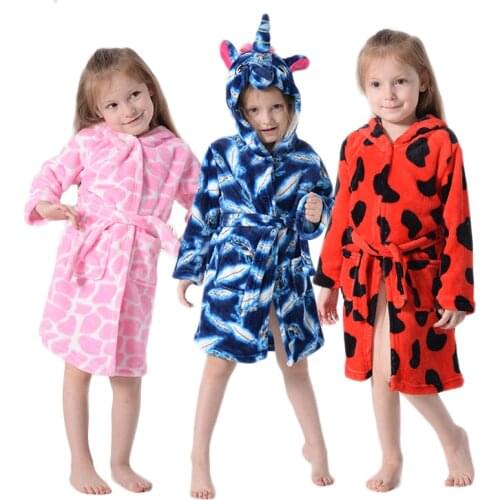 Kugurumi Hooded Bathrobes For Boys Girls Kids Unicorn Cartoon Bathrobe Animal For Children Robe Pyjamas Nightgown Kids Sleepwear
