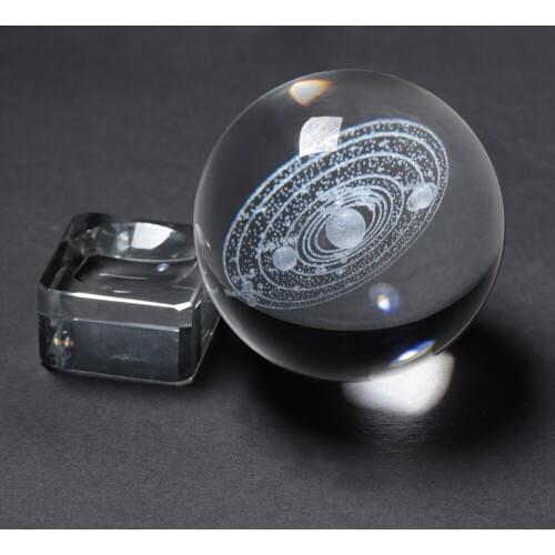 Laser Engraved Solar System Crystal Ball 3D Miniature Planets Model 6CM Globe Galaxy Miniatures 3D Quartz Glass Ball Home Decor