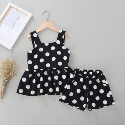 Girls Summer Clothes New Children Polka Dot Top +Shorts 2Pcs Set Baby Kids Girl Outfit Kids Clothing Baby Girl Clothes