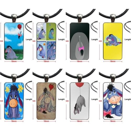 For Girls Best Gift Cartoon Donkey Art Eeyore Brand Steel Color Jewelry Fashion Statement Necklace Glass Necklaces Pendants