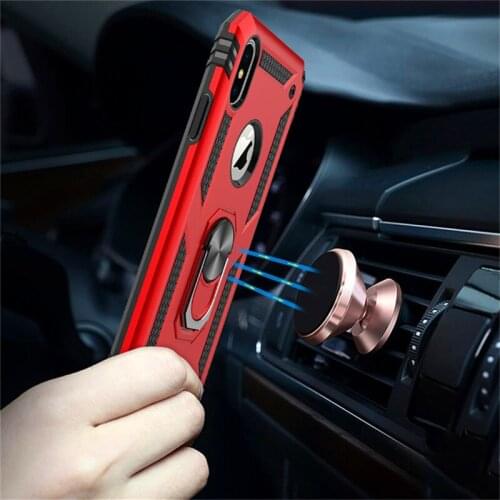 Magnetic Shockproof Armor Kickstand Phone Case For iPhone 12 Pro 11 XR XS Max X 6 6S 7 8 Plus Finger Ring Holder Anti-Fall Cover
