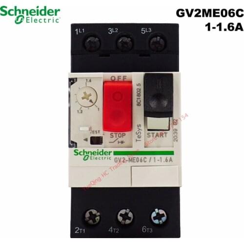 Schneider Electric GV2ME06C 1-1.6A motor thermal magnetic circuit breaker button 3P protection switch setting current range