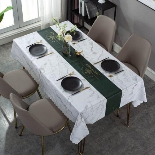 Marble Leather PVC Letters Table Cloth Decoration Furniture Waterproof Cover Cricheted Table Cover Dining Tablecloths Banquet