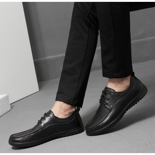 Mens black casual running leisure sneaker breathable Casual flat men wear for fashion Sneaker causal sport man summer leather